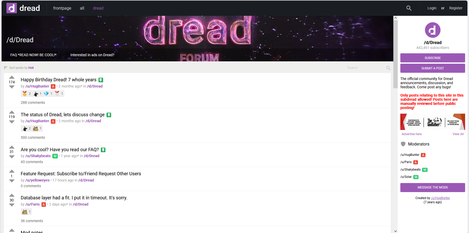 Dread Forum features overview